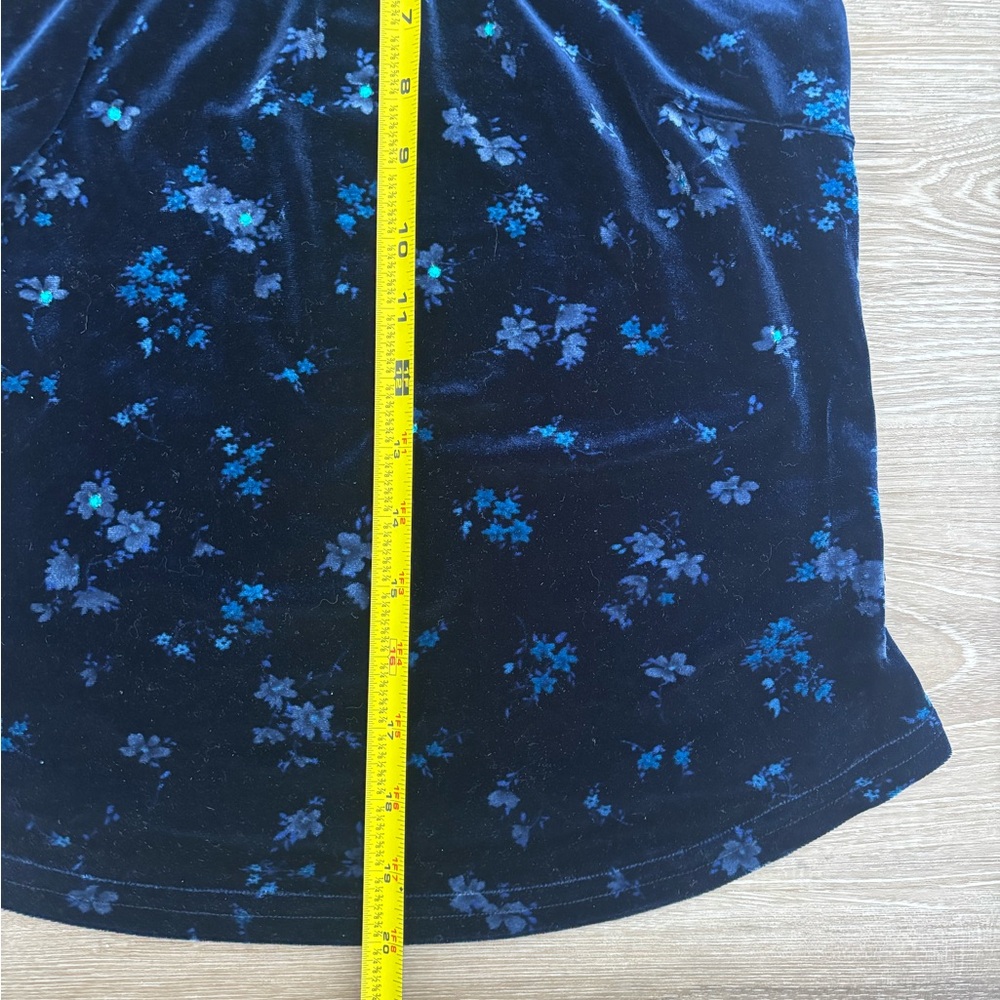 Vintage Y2K XOXO Navy Blue Floral Velvet Sequins Sleeveless Tank Top Square Neck - Picture 7 of 8